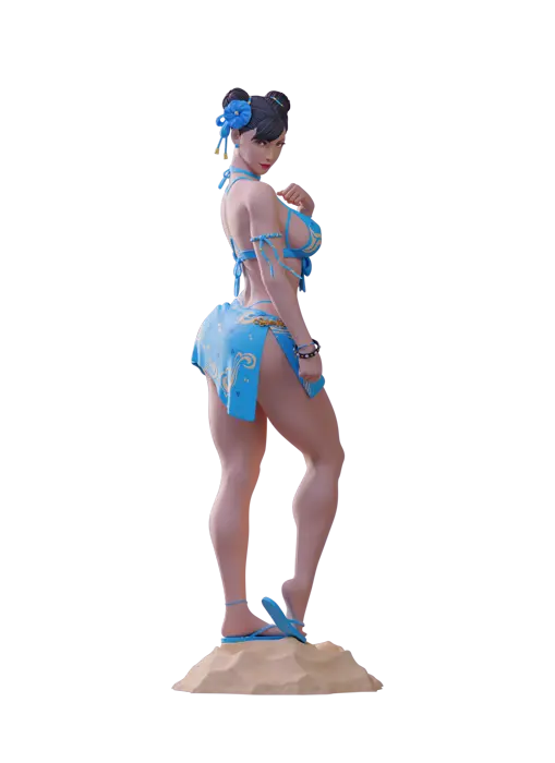 3D Print of Chun-Li from Street Fighter wearing a bikini while standing by Abe3D