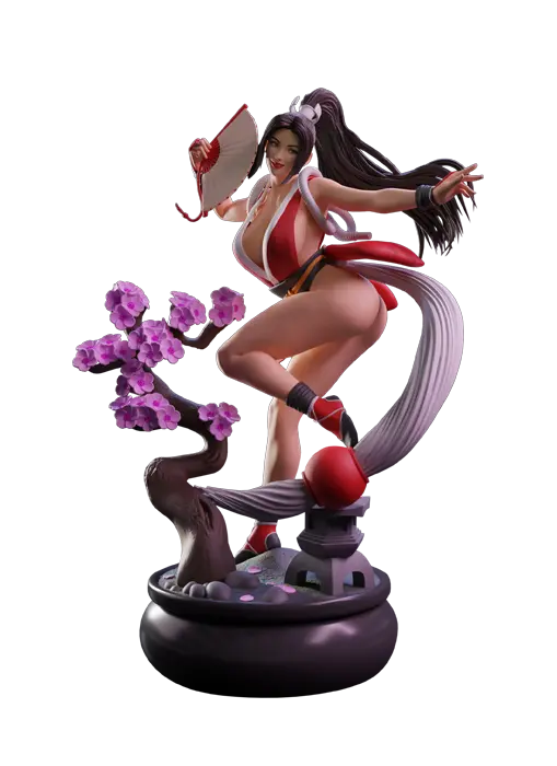3D Print of Mai Shiranui from The King of Fighters wearing her classic red kimono by Abe3D