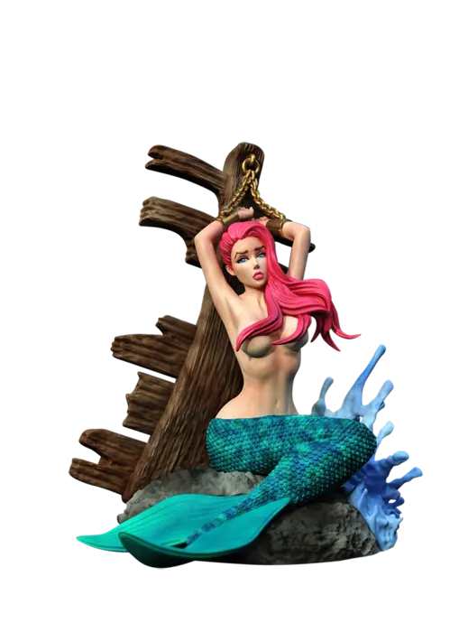 3D Print of Ariel from The Little Mermaid tied up to shipwreck by Exclusive3DPrints