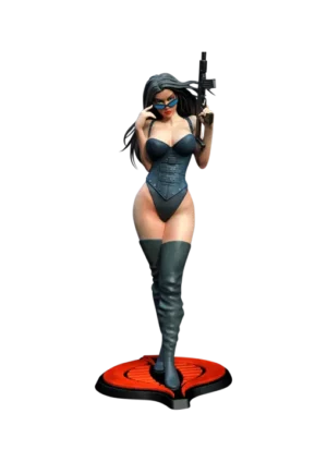 3D Print of Baroness from G.I Joe standing with her gun in hand by Exclusive3DPrints