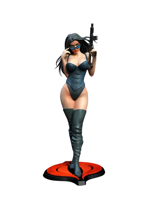 3D Print of Baroness from G.I Joe standing with her gun in hand by Exclusive3DPrints