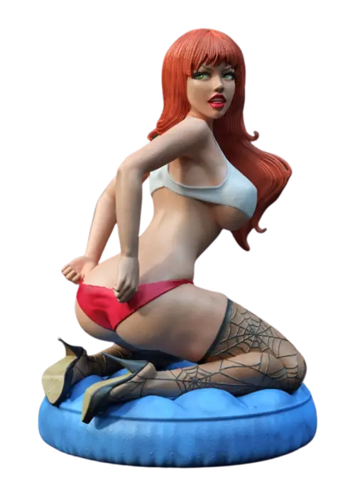 3D Print of Mary Jane from Marvel Comics on her knees by Exclusive3DPrints