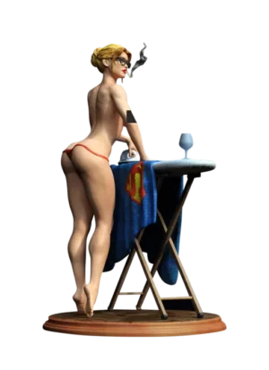 3D Print of Supergirl from DC Comics in the nude while ironing her clothes by Exclusive3DPrints